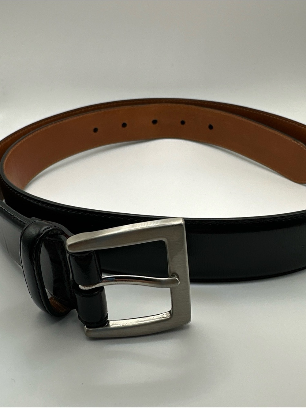 Coach Black Patent Leather Belt 36 inches with Silver Brass Buckle - Picture 5 of 8
